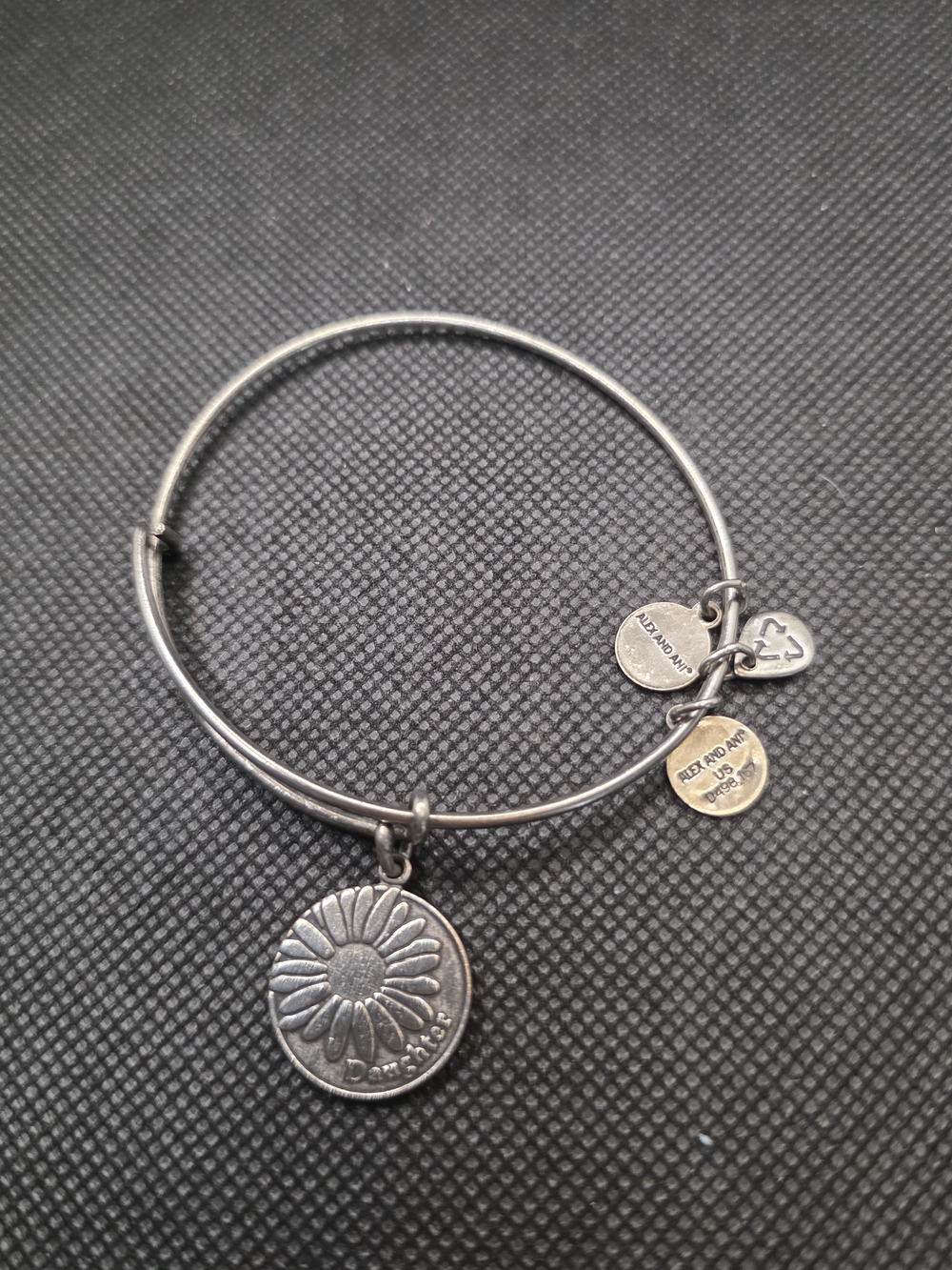 Alex and Ani Silver Daisy Daughter Charm Bangle Bracelet